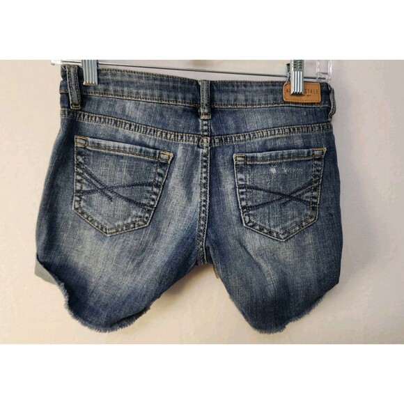 Aeropostale Jean Shorts Womens 00 Blue Cut Off Low Rise Distress Trash, Grunge, - Picture 3 of 5